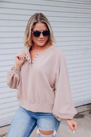 Here For It Snap Up Top - Tan