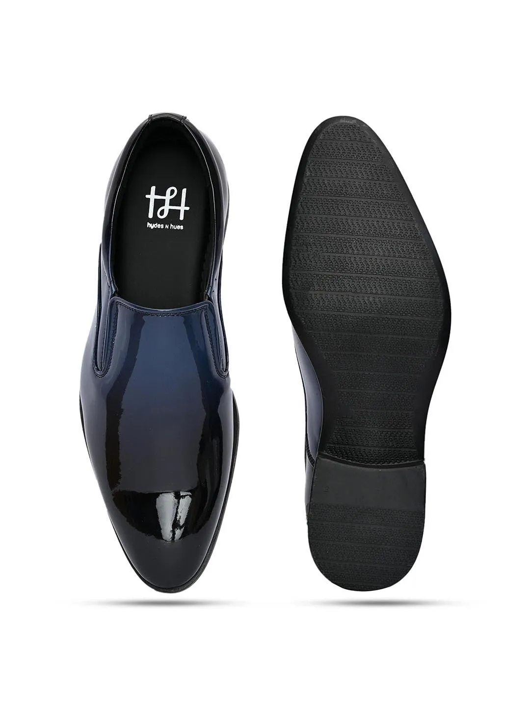 Hydes N Hues Men Blue Solid Formal Shoes