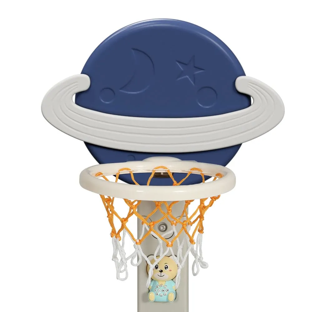 Keezi Kids Basketball Hoop Stand Adjustable 6-in-1 Sports Center Toys Set Blue - ONLINE ONLY