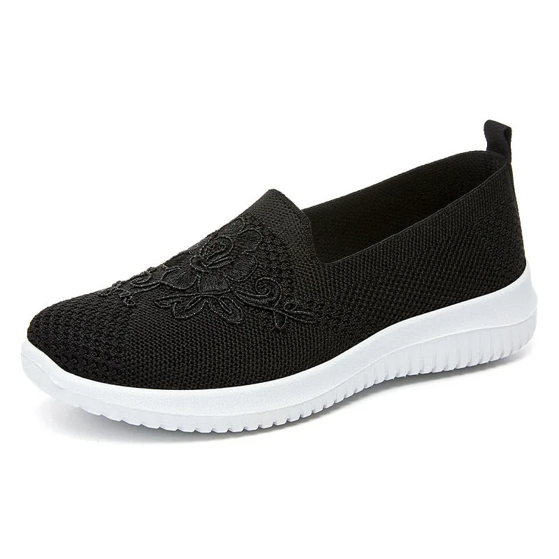 🔥Last Day 60% OFF - Women's Knitted Embroidery Sneakers, Lightweight Breathable Slip On Orthopedic Soft Sole Shoes