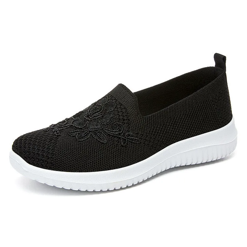 🔥Last Day 60% OFF - Women's Knitted Embroidery Sneakers, Lightweight Breathable Slip On Orthopedic Soft Sole Shoes