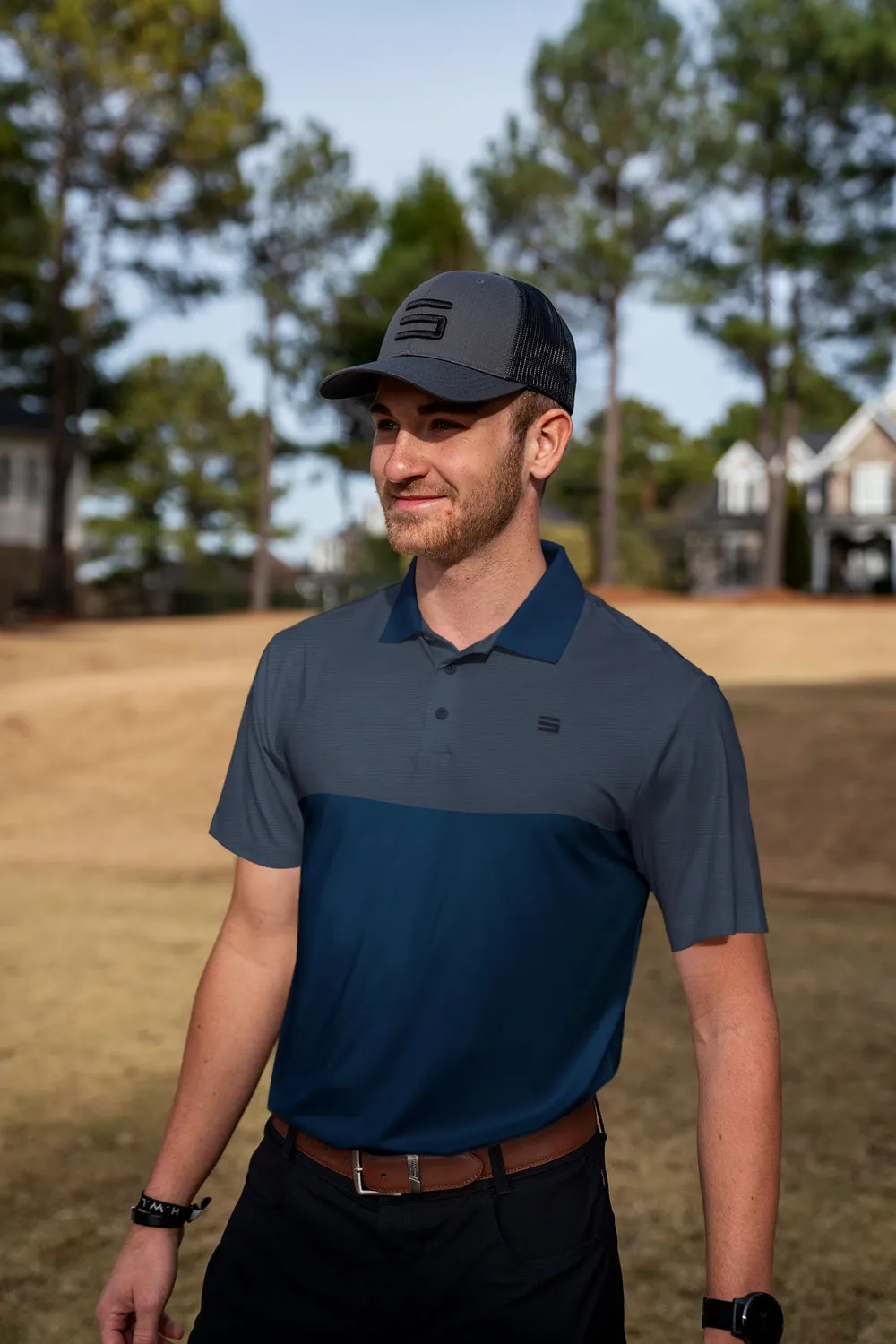 Men's Heathered Two-Tone Golf Polo