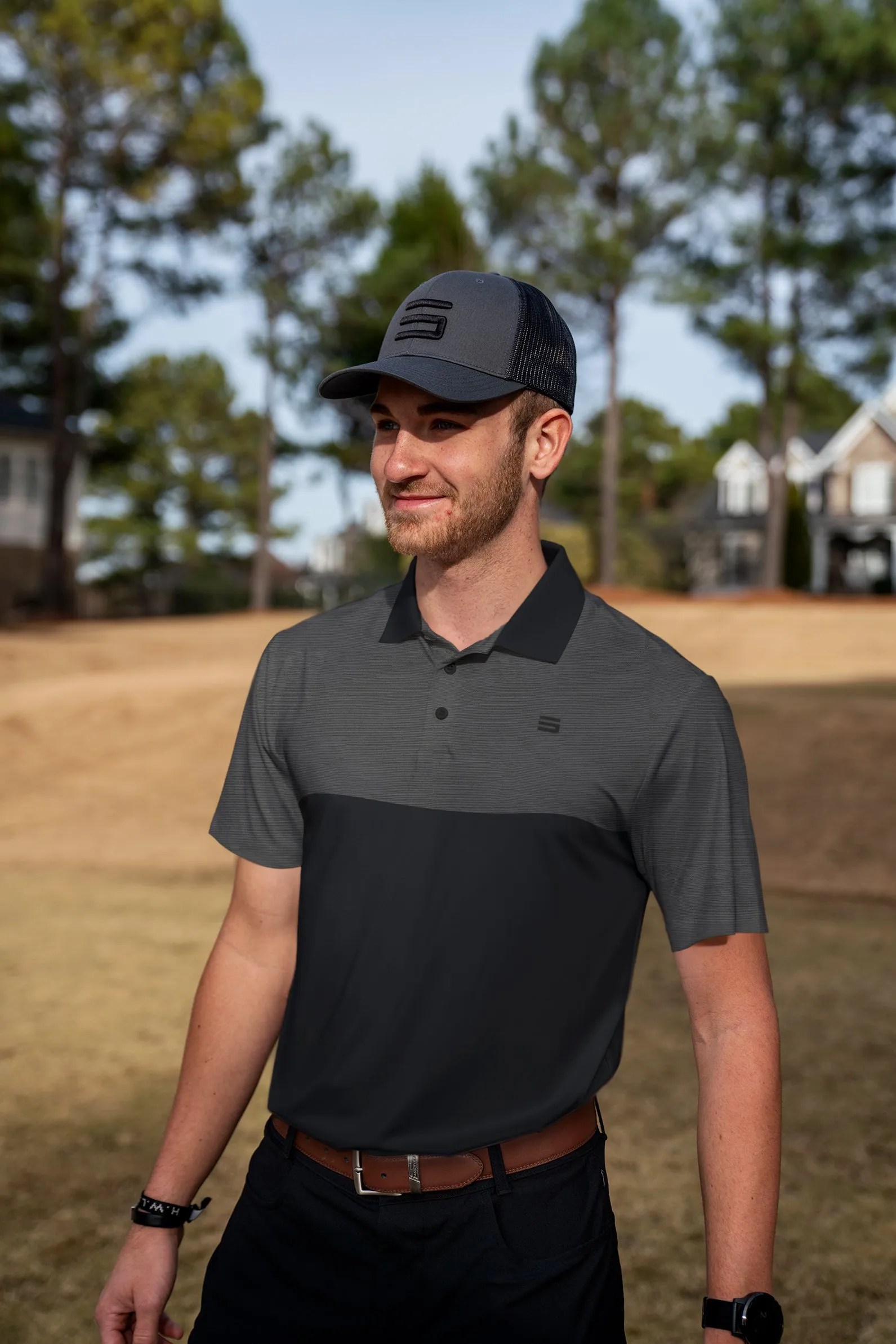 Men's Heathered Two-Tone Golf Polo