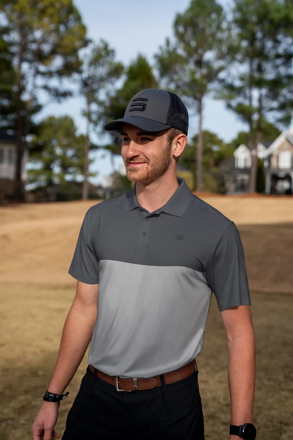 Men's Heathered Two-Tone Golf Polo