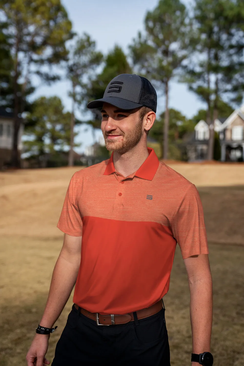 Men's Heathered Two-Tone Golf Polo