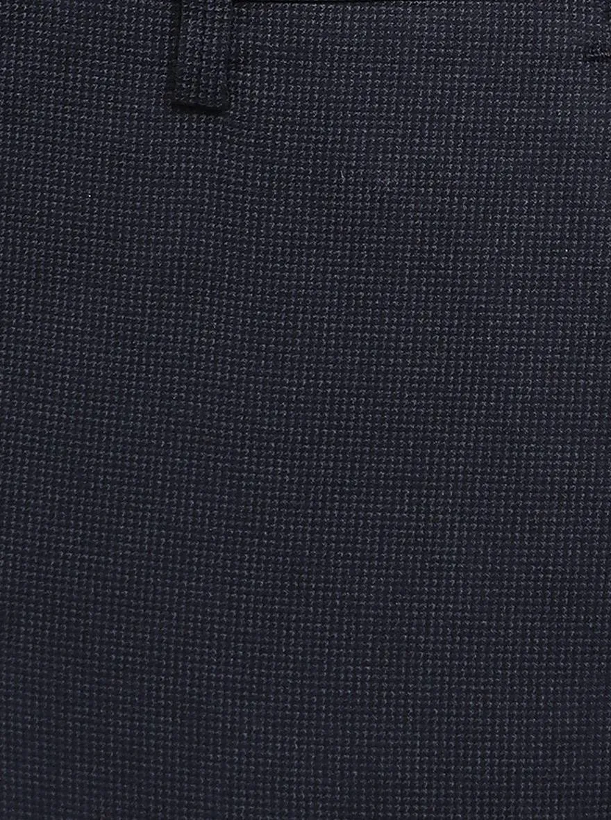 Navy Blue Solid Slim Fit Casual Trouser | JadeBlue