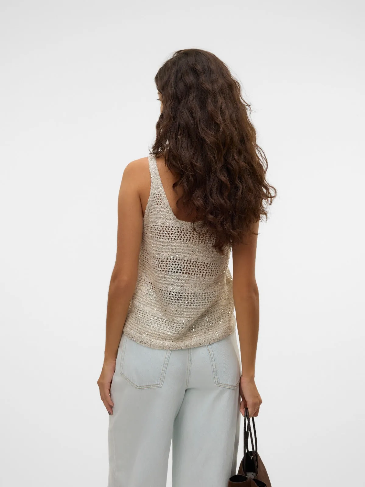 Nova Cream Sequin Knit Vest