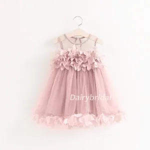 Pink Sleeveless Tulle Popular Tulle Flower Girl Dresses, Cheap Little Girl Dresses,  DA904