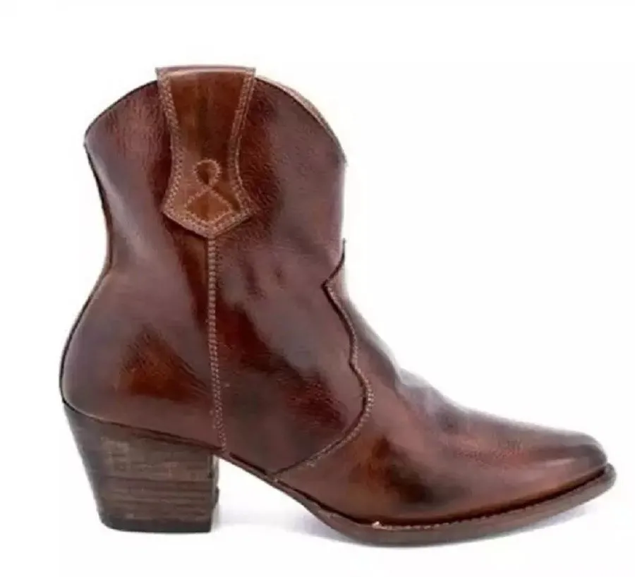 Pointed Toe Mid Heel Long Rider Side Zip Short Boots