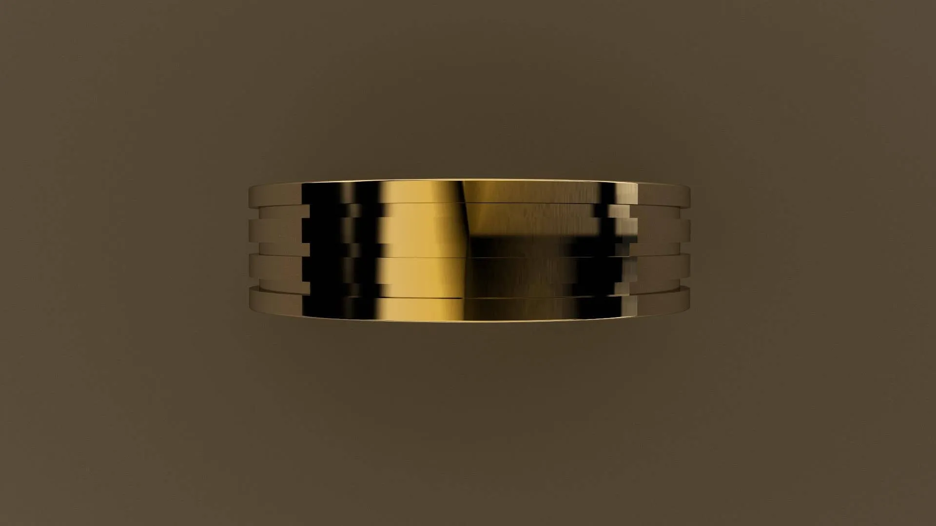 Polished Yellow Gold 6mm Triple Groove Wedding Band