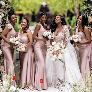 Popular Mismatched Mermaid One-shoulder Long Bridesmaid Dresses, BDS0175