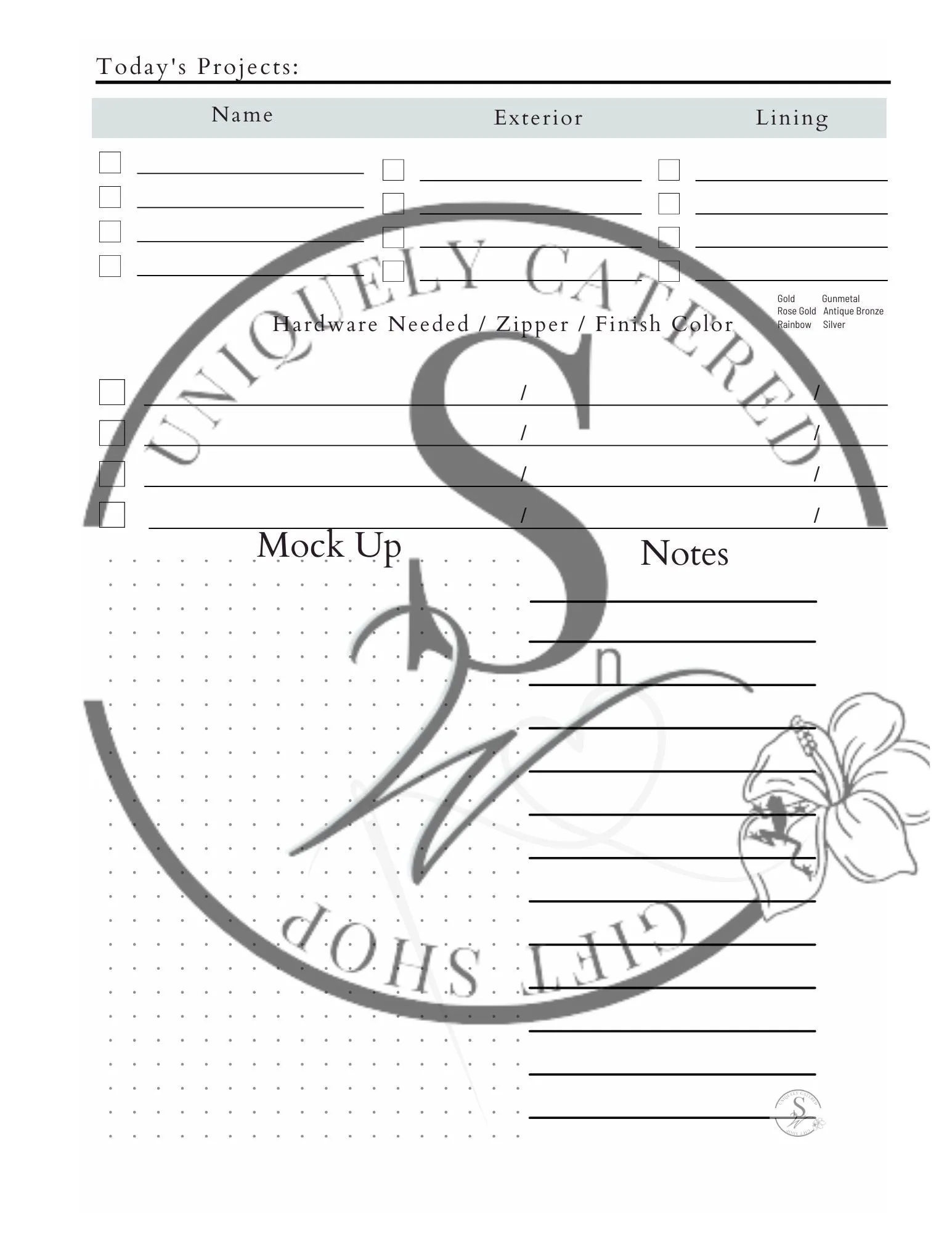 Printable Fill-In Yourself Blank SnW Sewing Planner