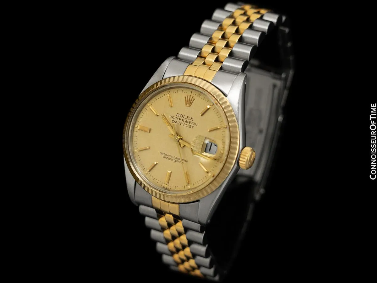 Rolex Vintage Mens 2-Tone Quick-Set Datejust Ref. 16013 - Stainless Steel & 18K Gold