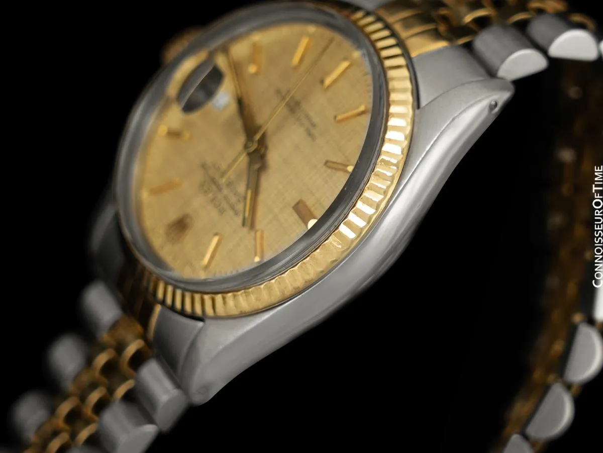Rolex Vintage Mens 2-Tone Quick-Set Datejust Ref. 16013 - Stainless Steel & 18K Gold