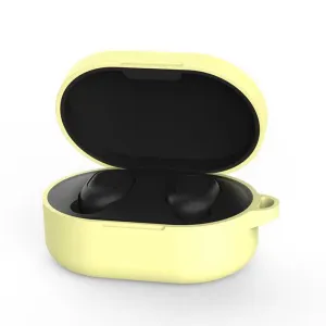 Silicone Earphone Case Cover for Xiaomi Redmi Airdots TWS Headphone Sports Bluetooth Earphone Case with Hook yellow