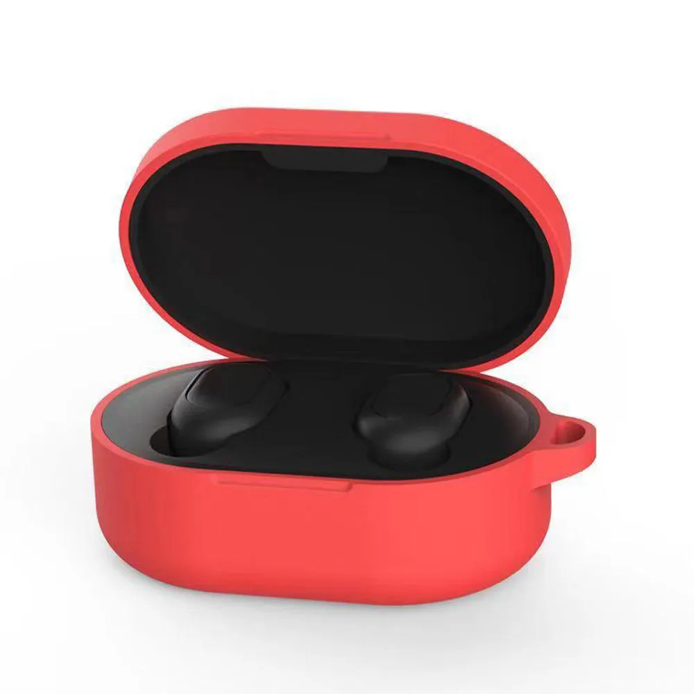 Silicone Earphone Case Cover for Xiaomi Redmi Airdots TWS Headphone Sports Bluetooth Earphone Case with Hook yellow