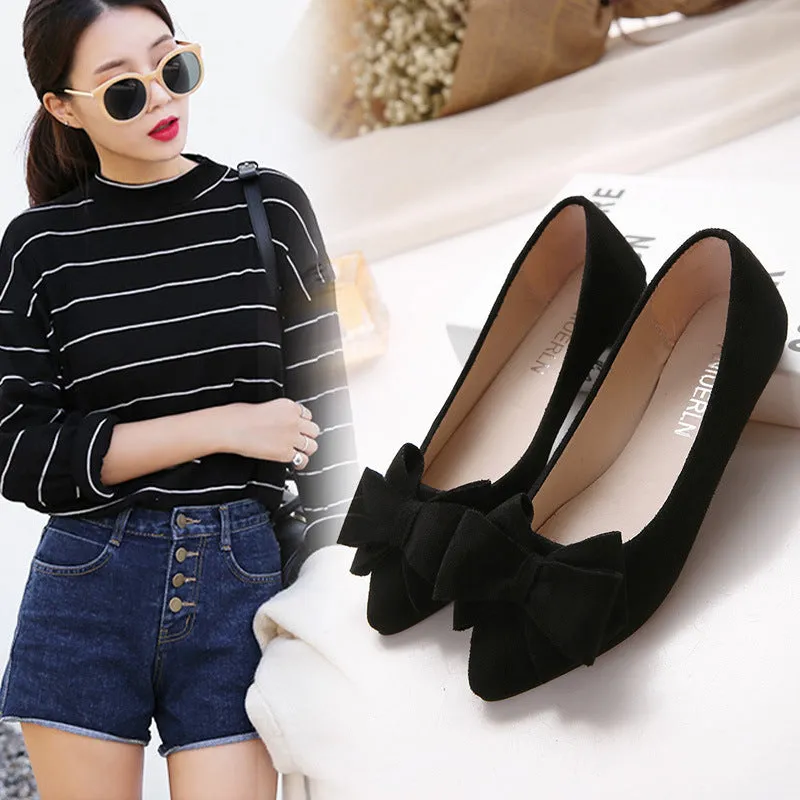 Spring Women's Shoes With Pointed Toe Flat Heel Flat Bow