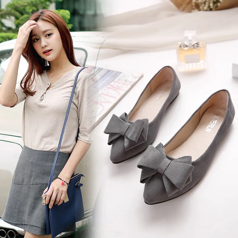 Spring Women's Shoes With Pointed Toe Flat Heel Flat Bow