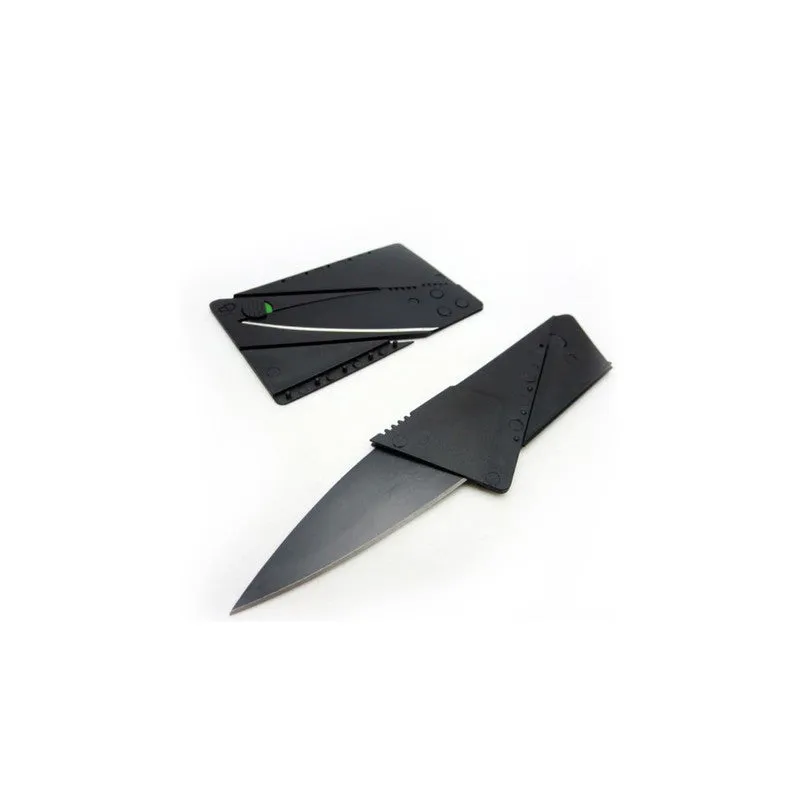 Stainless Steel Handle Credit Card Folding Knife - Black, Blue, Pink or Silver