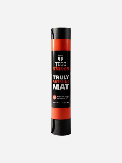 TEGO Stance Truly Reversible Yoga Mat with GuideAlign - With Bag (  Black Orange )