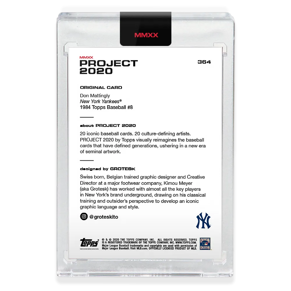Topps PROJECT 2020 Card 364 - 1984 Don Mattingly by Grotesk - Print Run: 2000
