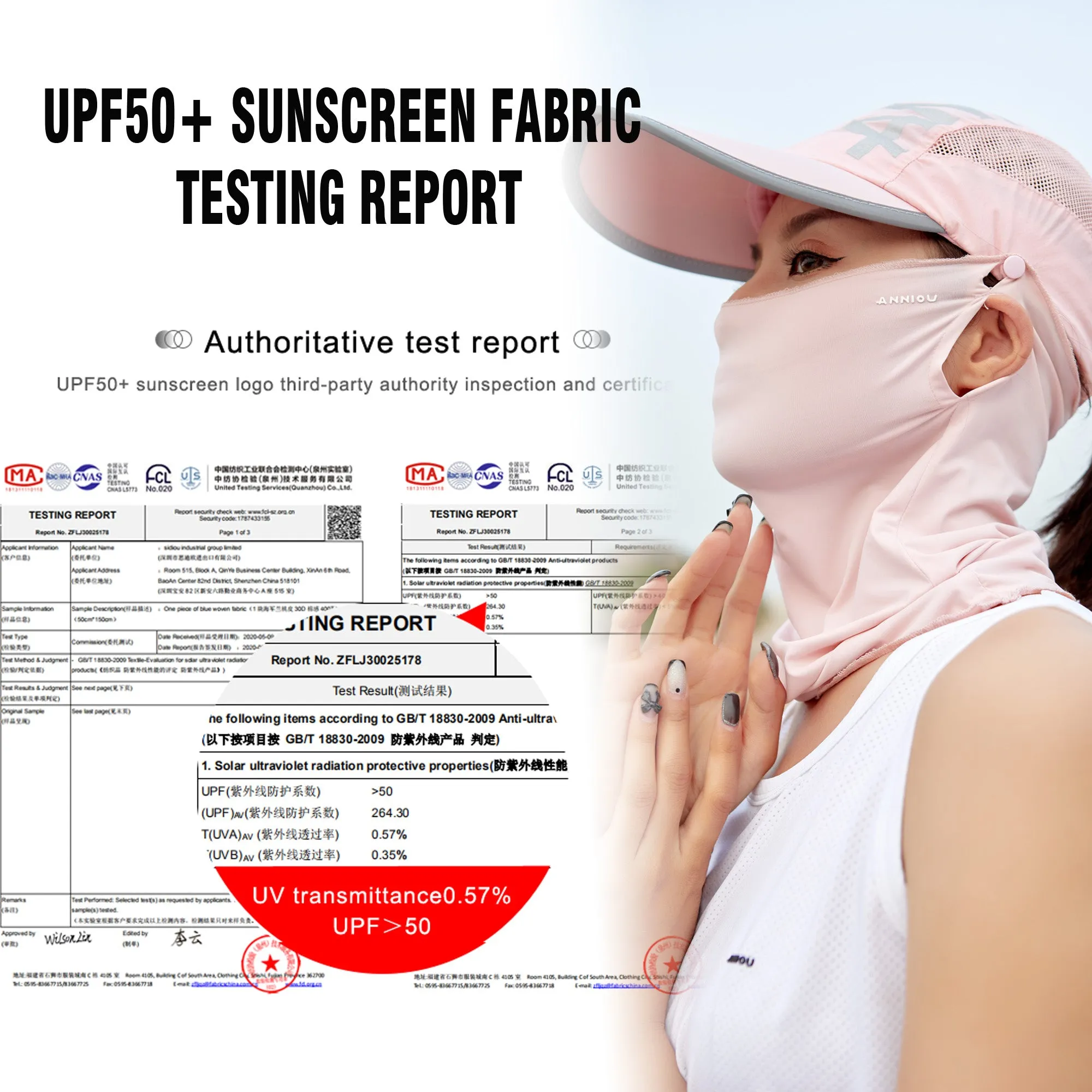 UPF50  UV Protection Baseball Cap and Neck Gaiter