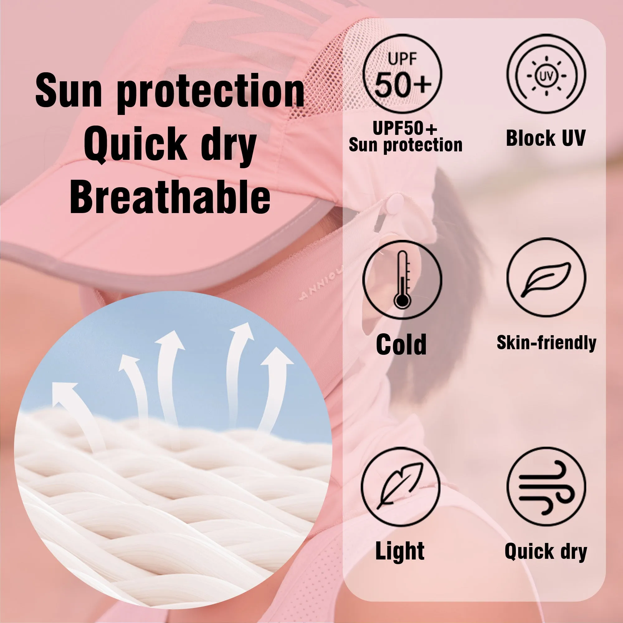 UPF50  UV Protection Baseball Cap and Neck Gaiter