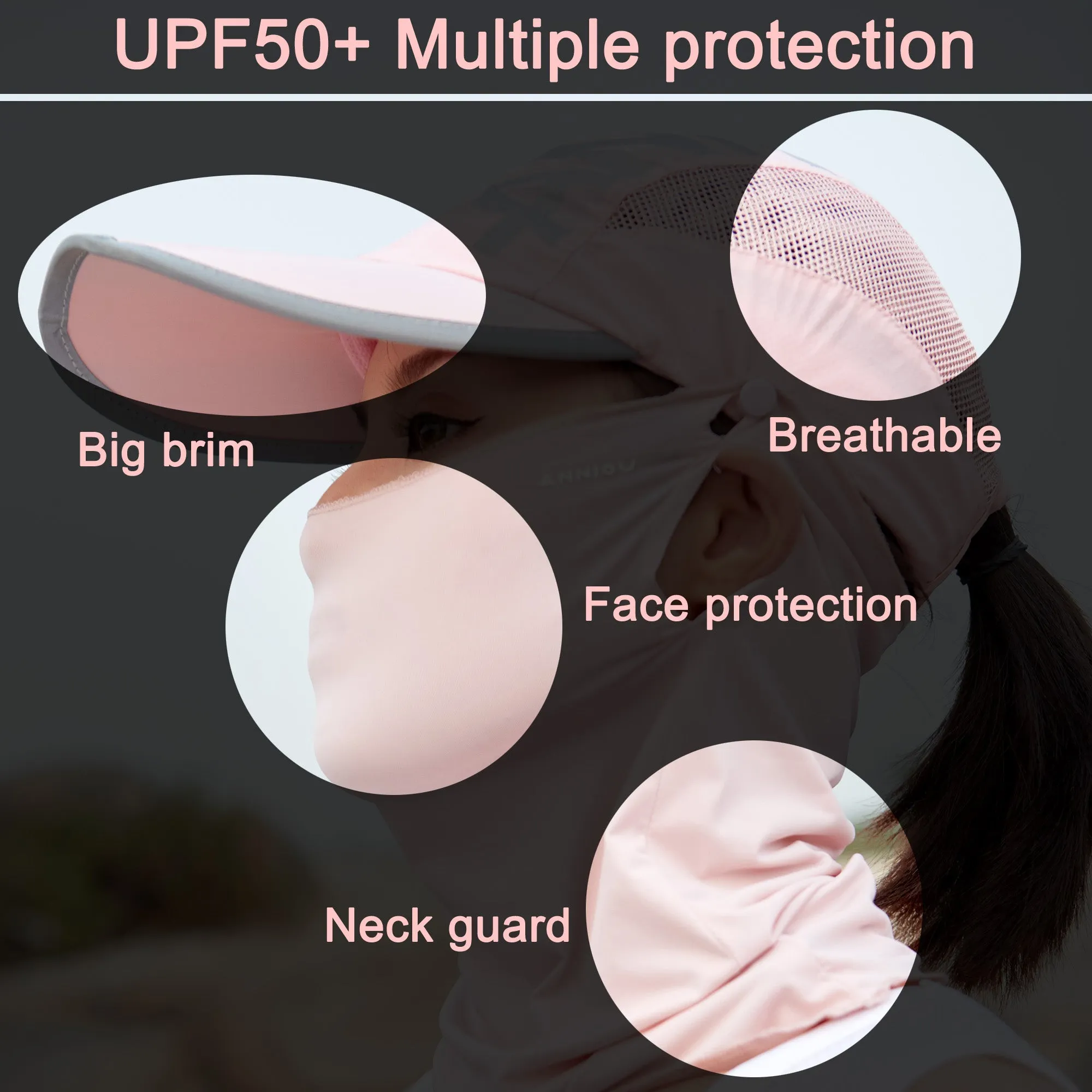 UPF50  UV Protection Baseball Cap and Neck Gaiter