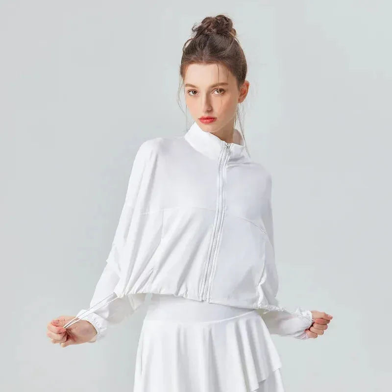 UV-Protective Tennis Jacket for Women - UPF 50 , Cool Feel, Loose-Fit Sports and Fitness Jogging Top