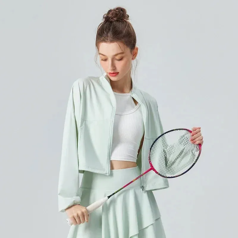 UV-Protective Tennis Jacket for Women - UPF 50 , Cool Feel, Loose-Fit Sports and Fitness Jogging Top
