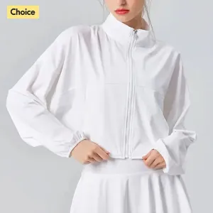 UV-Protective Tennis Jacket for Women - UPF 50 , Cool Feel, Loose-Fit Sports and Fitness Jogging Top