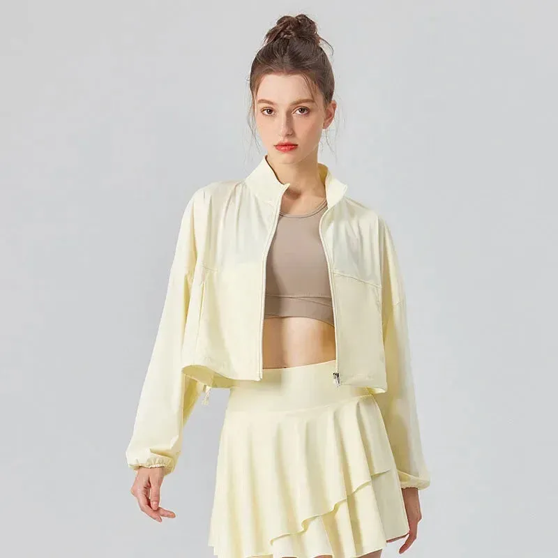UV-Protective Tennis Jacket for Women - UPF 50 , Cool Feel, Loose-Fit Sports and Fitness Jogging Top