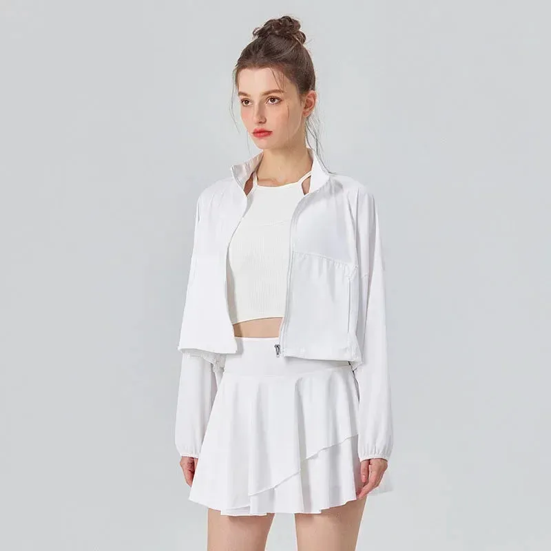 UV-Protective Tennis Jacket for Women - UPF 50 , Cool Feel, Loose-Fit Sports and Fitness Jogging Top