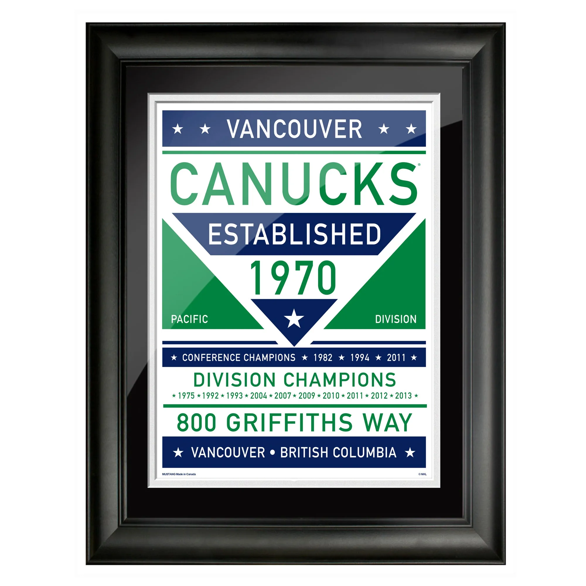 Vancouver Canucks 12x16 Dual Tone Framed Artwork