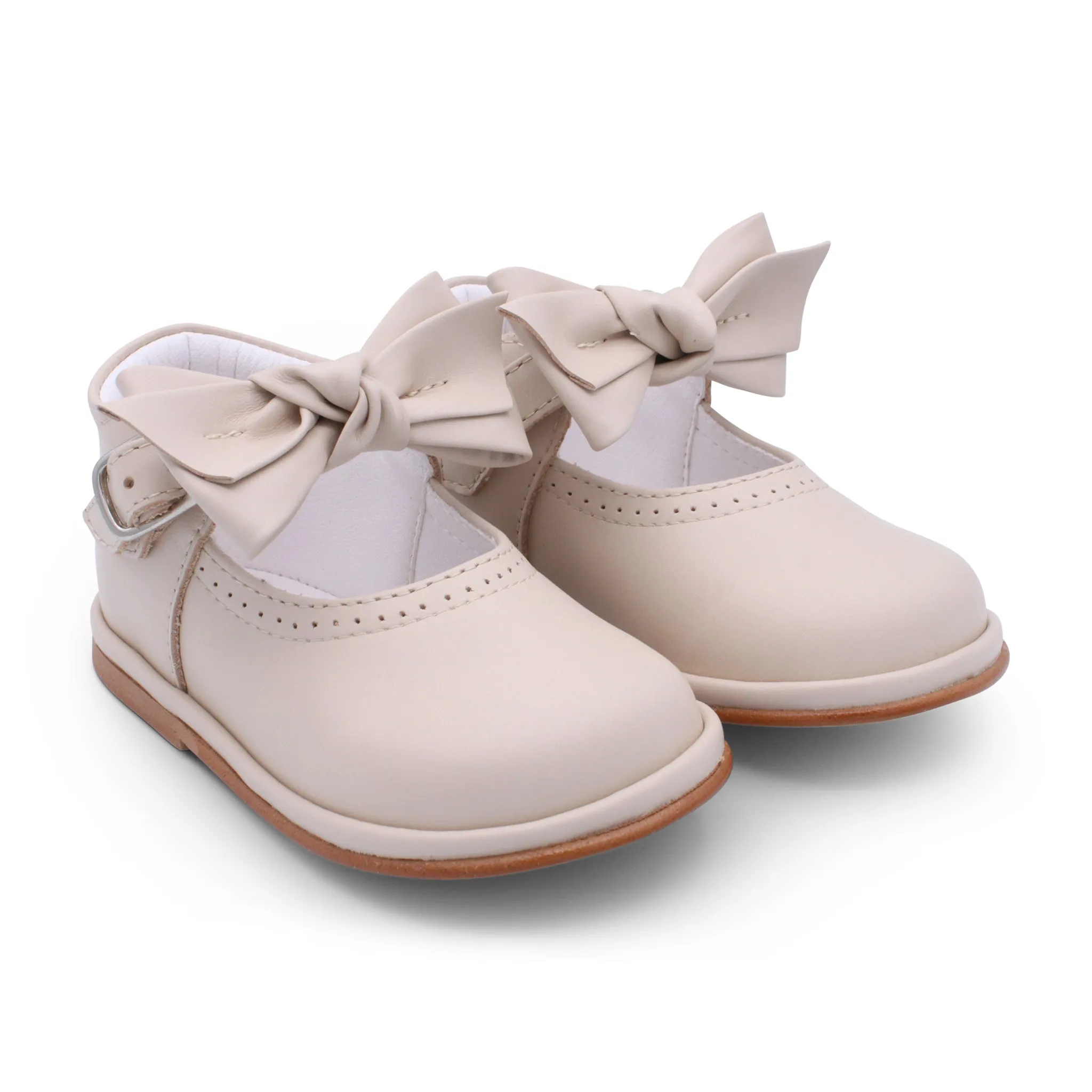 'Vitoria' Girls Nude Leather Bar Shoes