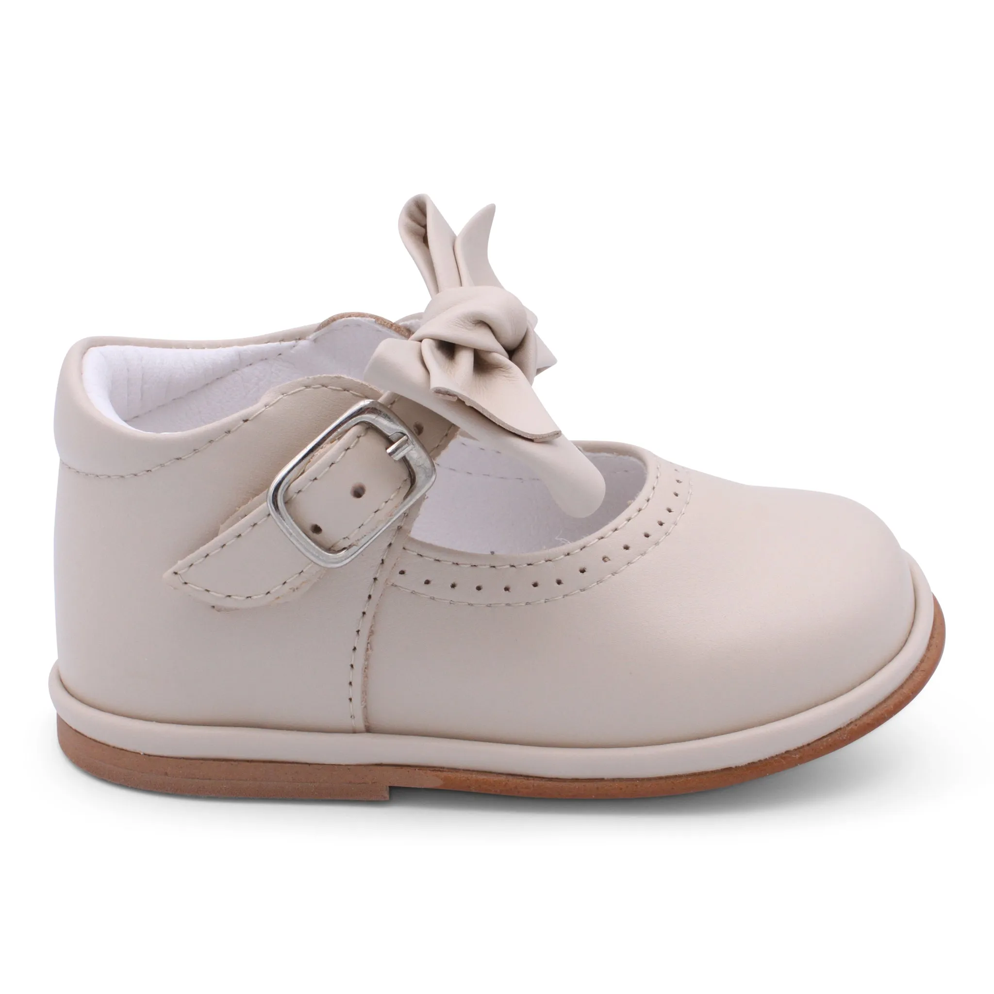 'Vitoria' Girls Nude Leather Bar Shoes
