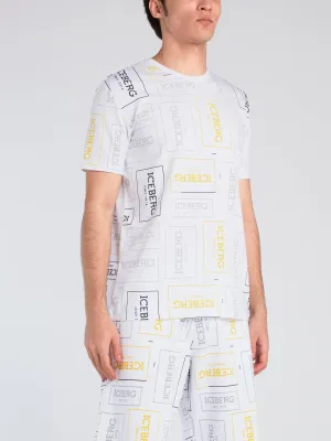 White Logo All-Over Print T-Shirt