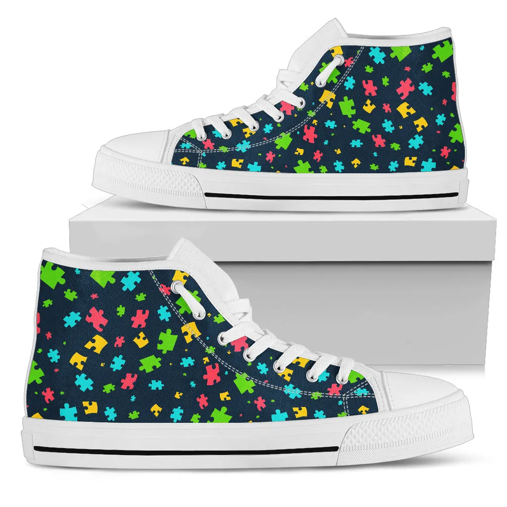 Womens Autism Awareness Puzzle Pieces High Top.