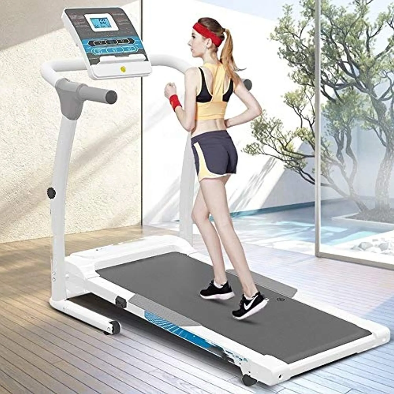 Zzfni Treadmill Electric Treadmill, Multi-Function Folding Mute Home Fitness Tool, Easy Walking Machine Foldable Treadmill